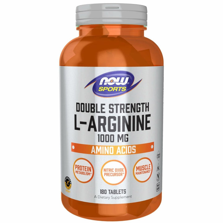 NOW Foods Sports Nutrition, L - Arginine Double Strength 1000mg, Nitric Oxide Precursor, Amino Acids, 180 Tablets - The Oasis of Health