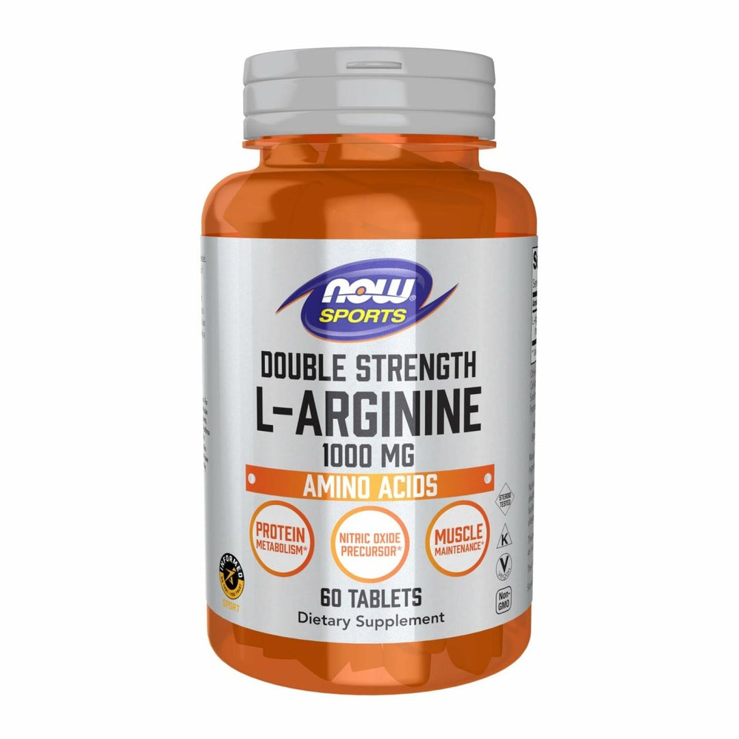 NOW Foods Sports Nutrition, L - Arginine Double Strength 1000mg, Nitric Oxide Precursor, Amino Acids, 60 Tablets - The Oasis of Health