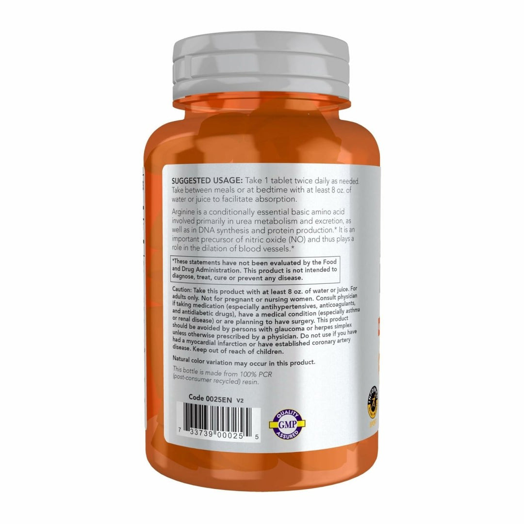 NOW Foods Sports Nutrition, L - Arginine Double Strength 1000mg, Nitric Oxide Precursor, Amino Acids, 60 Tablets - The Oasis of Health