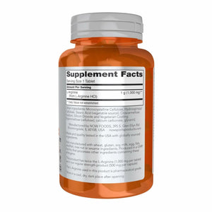 NOW Foods Sports Nutrition, L - Arginine Double Strength 1000mg, Nitric Oxide Precursor, Amino Acids, 60 Tablets - The Oasis of Health