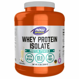 NOW Foods Sports Nutrition, Whey Protein Isolate, 25 g With BCAAs, Creamy Vanilla Powder, 5 - Pound - The Oasis of Health