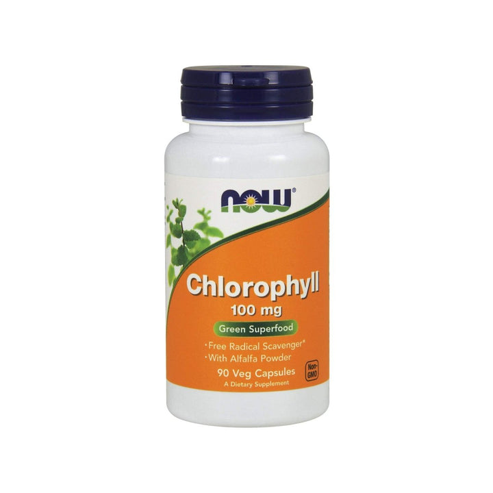 NOW Foods Supplements, Chlorophyll 100 mg with Alfalfa Powder, Green Superfood, 90 Veg Capsules - The Oasis of Health