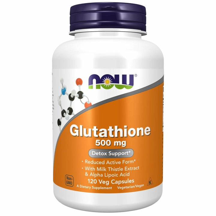 NOW Foods Supplements, Glutathione 500 mg, with Milk Thistle Extract & Alpha Lipoic Acid, Free Radical Neutralizer*, 120 Veg Capsules, Beige - The Oasis of Health