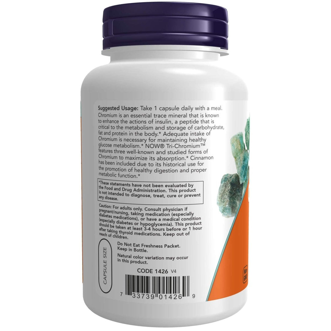 Now Foods Tri - Chromium 500 mcg With Cinnamon 180 Vcaps - 1426 - The Oasis of Health