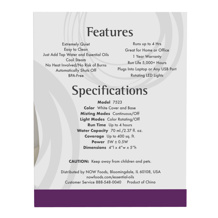 Now Foods Ultrasonic USB Oil Diffuser - 7523 - The Oasis of Health