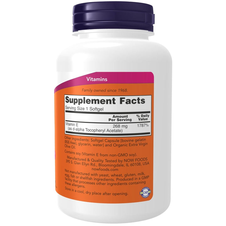Now Foods Vitamin E - 400 D - Alpha Tocopheryl 250 Softgels - 0839 - The Oasis of Health