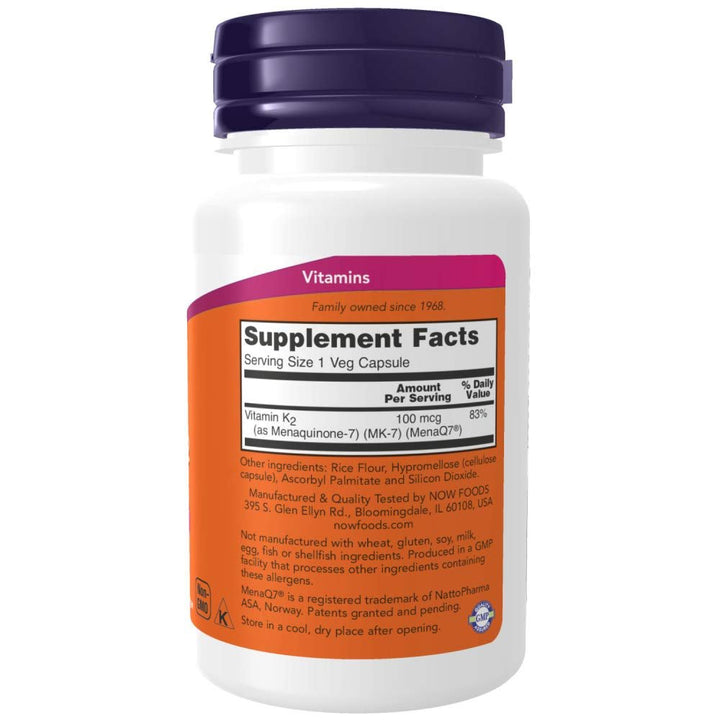 Now Foods Vitamin K - 2 (MK7) Veg Capsules, 100 mcg, 60 Count, Pack of 2 - The Oasis of Health