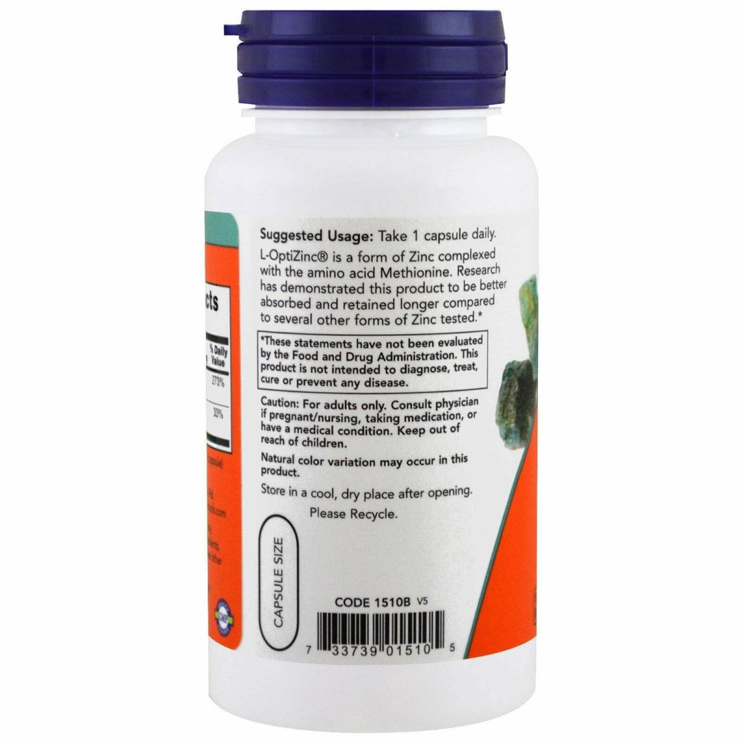 NOW Opti L - zinc, 30mg, 100 Capsules (Pack of 3) - The Oasis of Health