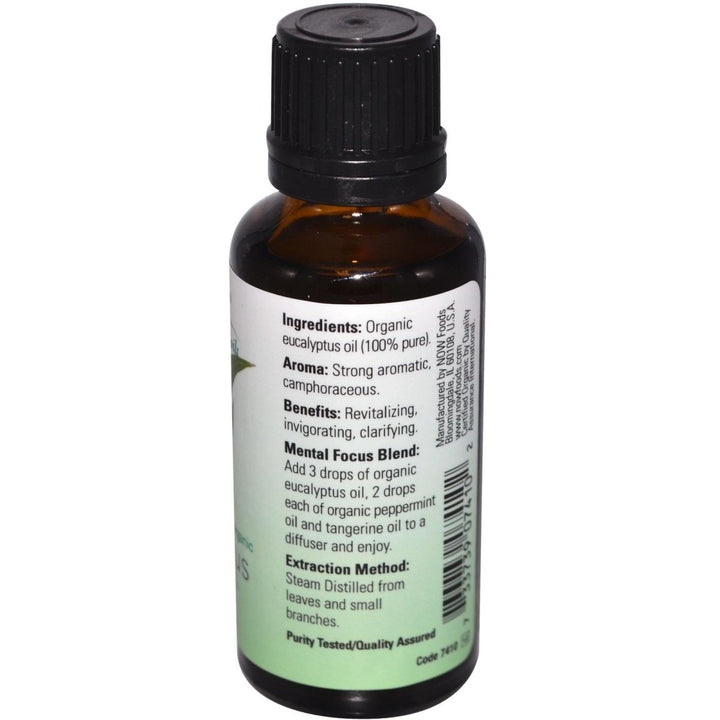 Now Organic Essential Oils Eucalyptus Globulus Oil Organic 1oz - 7410 - The Oasis of Health