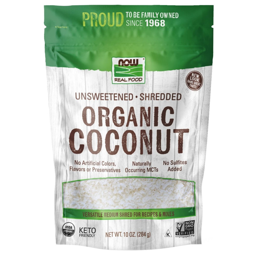 Now Real Food Coconut Organic Unsweetened & Shredded 10 Oz - 5675 - The Oasis of Health