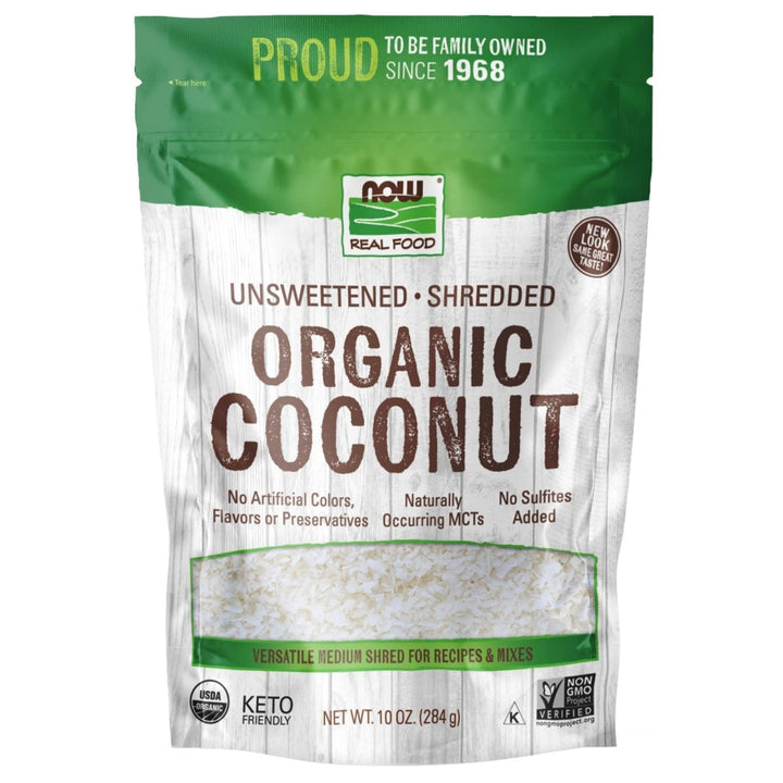 Now Real Food Coconut Organic Unsweetened & Shredded 10 Oz - 5675 - The Oasis of Health