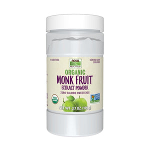 NOW Real Food, Organic Monk Fruit Extract Powder, Zero - Calorie Sweetener, 3.7 oz - The Oasis of Health
