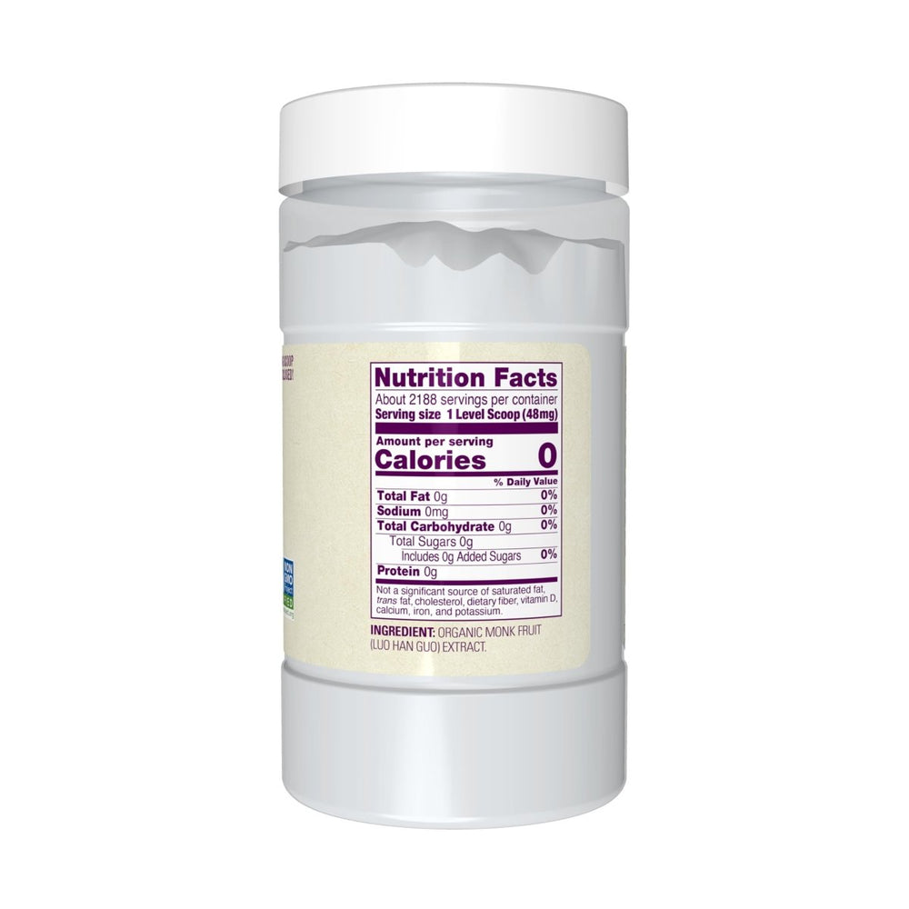 NOW Real Food, Organic Monk Fruit Extract Powder, Zero - Calorie Sweetener, 3.7 oz - The Oasis of Health