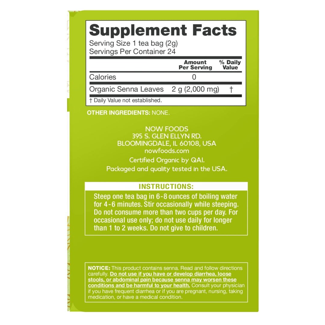 Now Real Food Senna Tea Organic 24 Tea Bags - 4236 - The Oasis of Health