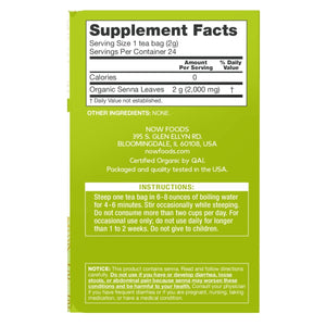 Now Real Food Senna Tea Organic 24 Tea Bags - 4236 - The Oasis of Health
