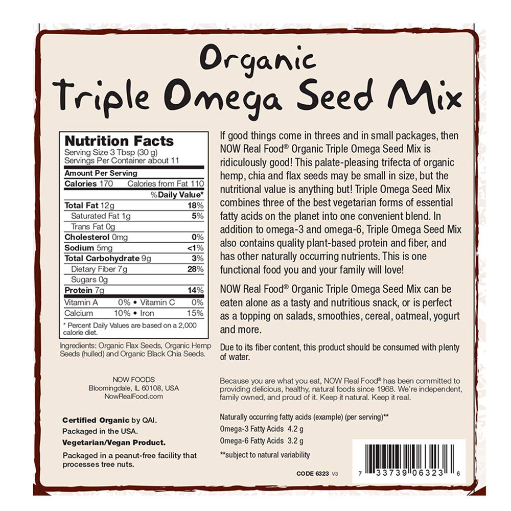 Now Real Food Triple Omega Seed Mix Organic 12oz - 6323 - The Oasis of Health