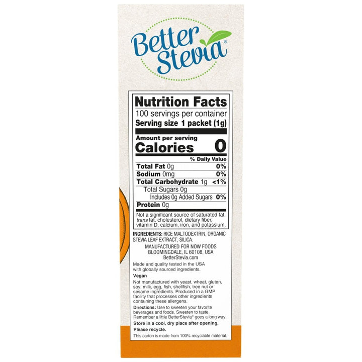 Now Real Foods BetterStevia 100 Packets - 6957 - The Oasis of Health