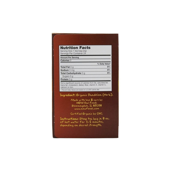 Now Real Tea Dandelion Tea Organic 24 Tea Bags - 4222 - The Oasis of Health