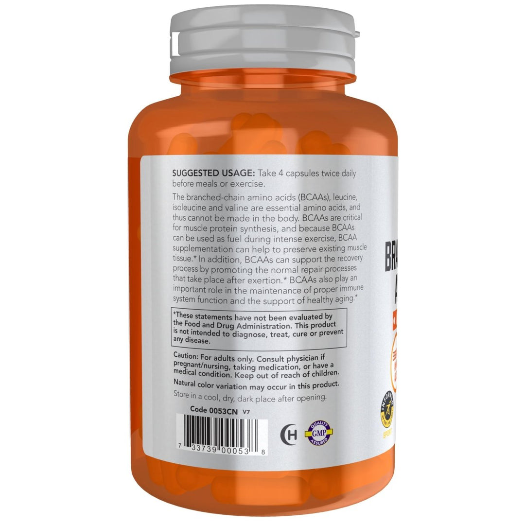 Now Sports Branched Chain Amino Acids 120 Vcaps - 0053 - The Oasis of Health