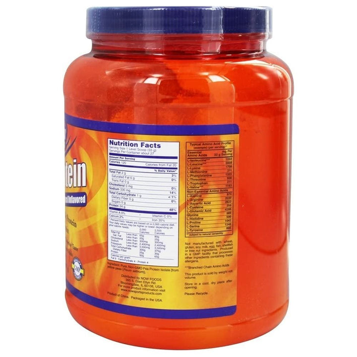 Now Sports Pea Protein Pure Unflavored Powder 2 Pounds - 2135 - The Oasis of Health