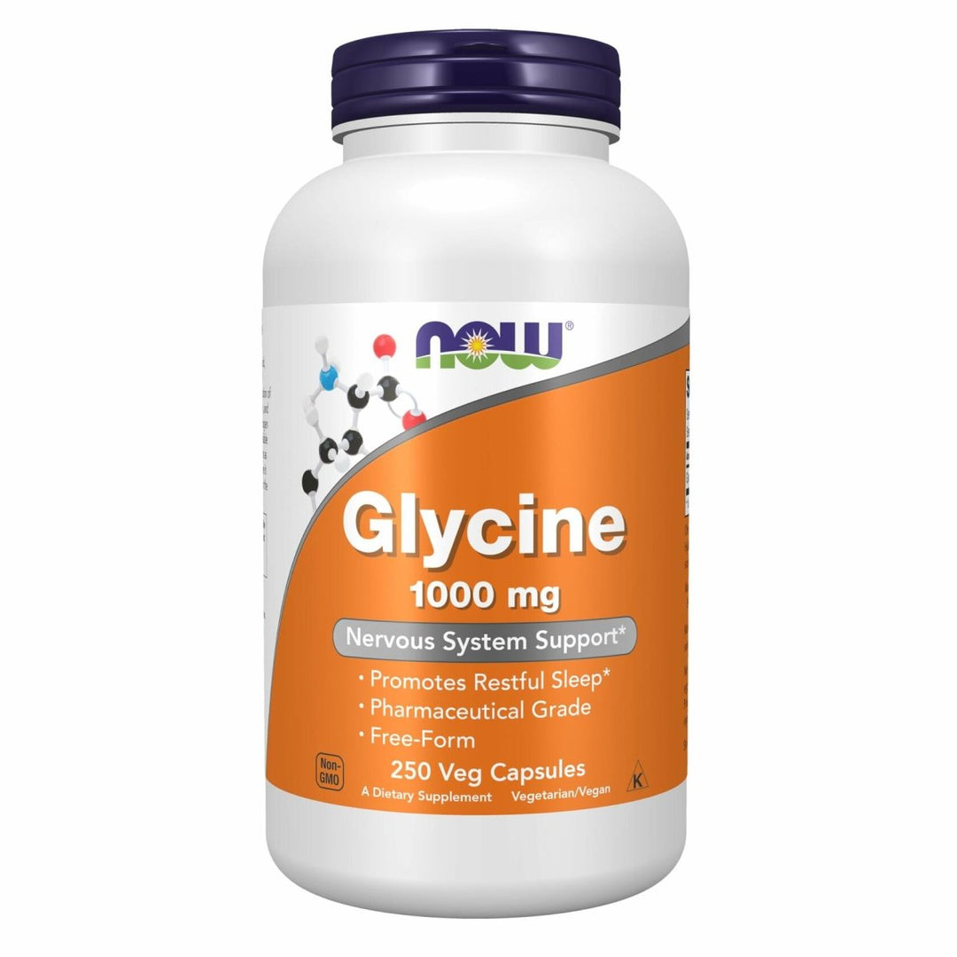Now Supplements, Glycine 1,000 mg Free - Form, Neurotransmitter Support*, 250 Veg Capsules - The Oasis of Health