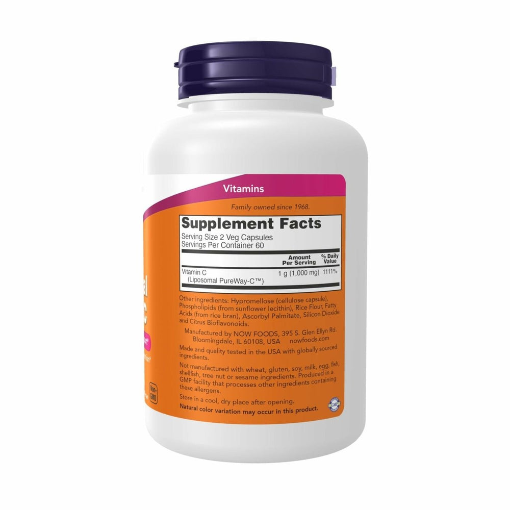 NOW Supplements, Liposomal Vitamin C, Immune & Collagen Support, 120 Veg Capsules - The Oasis of Health