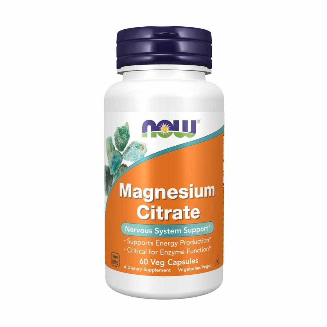 NOW Supplements, Magnesium Citrate, Enzyme Function*, Nervous System Support*, 60 Veg Capsules - The Oasis of Health