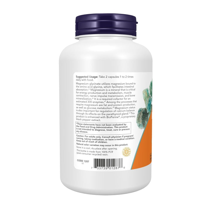 NOW Supplements, Magnesium Glycinate with BioPerine, 180 Veg Capsules - The Oasis of Health