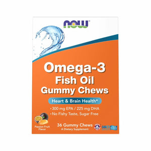 NOW Supplements, Omega - 3 Fish Oil Gummy Chews, Orange Passion Fruit Flavor, 36 Gummy Chews - The Oasis of Health