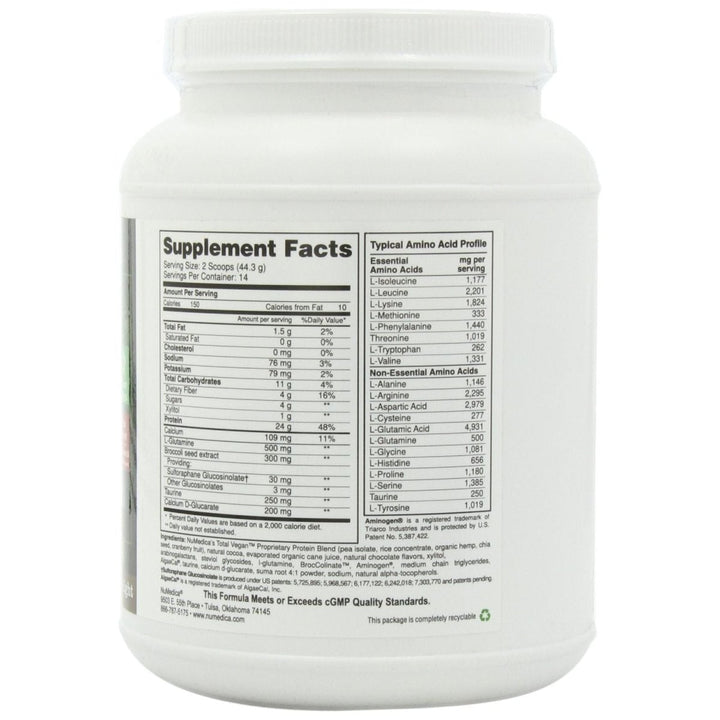 NuMedica - Total Vegan Chocolate Delight 21.86 Ounce - 14 Servings - The Oasis of Health