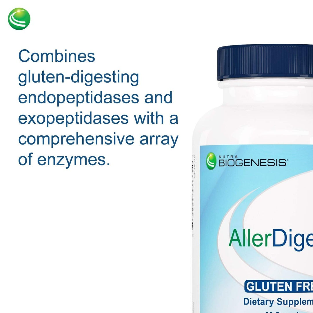 Nutra BioGenesis - AllerDigest - Targeted Digestive Enzyme Support with DPP - IV, Lactase & Pepsin - Gluten Free - 60 Capsules - The Oasis of Health