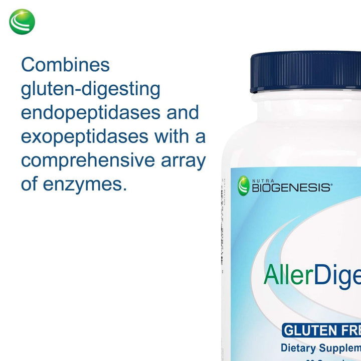 Nutra BioGenesis - AllerDigest - Targeted Digestive Enzyme Support with DPP - IV, Lactase & Pepsin - Gluten Free - 60 Capsules - The Oasis of Health