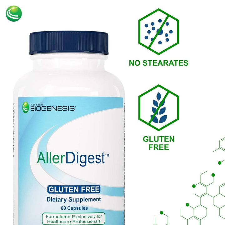 Nutra BioGenesis - AllerDigest - Targeted Digestive Enzyme Support with DPP - IV, Lactase & Pepsin - Gluten Free - 60 Capsules - The Oasis of Health