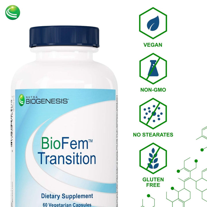 Nutra BioGenesis - BioFem Transition - DHEA, Pregnenolone, Wild Yam, and Dong Quai for Menopause Support - Gluten Free, Vegan, Non - GMO - 60 Capsules - The Oasis of Health