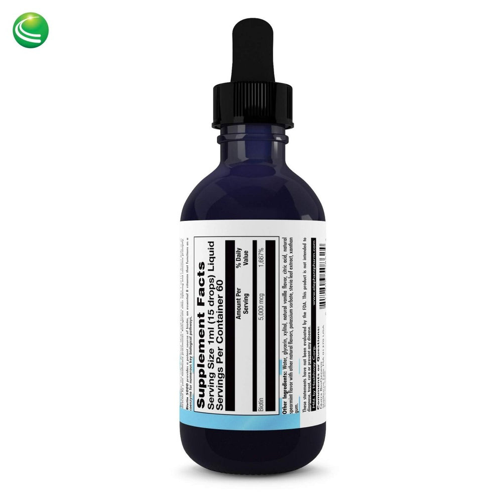 Nutra BioGenesis - Biotin 5000 - Liquid Vitamin B Biotin Drops for Skin, Hair, Adrenal and Immune Health - 2 Ounce - The Oasis of Health