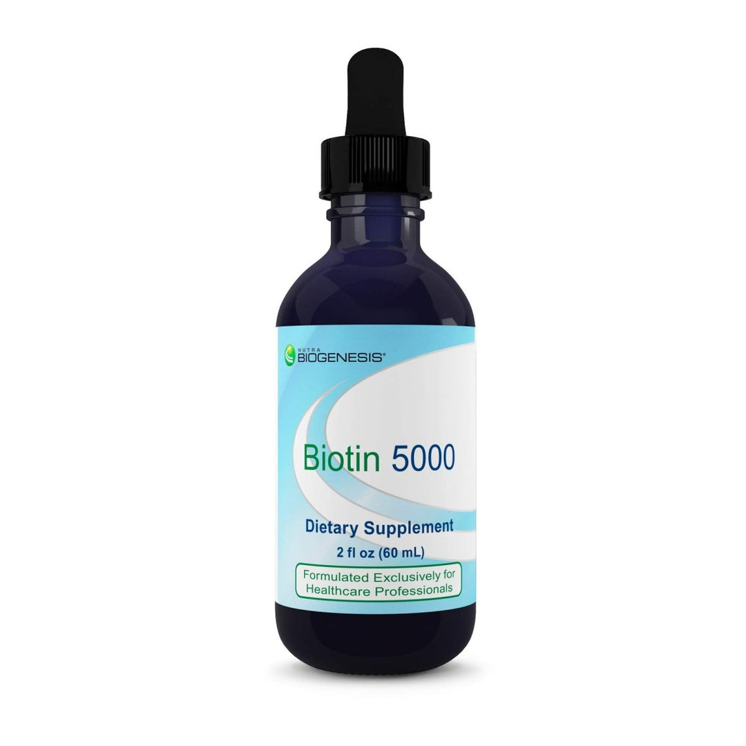 Nutra BioGenesis - Biotin 5000 - Liquid Vitamin B Biotin Drops for Skin, Hair, Adrenal and Immune Health - 2 Ounce - The Oasis of Health