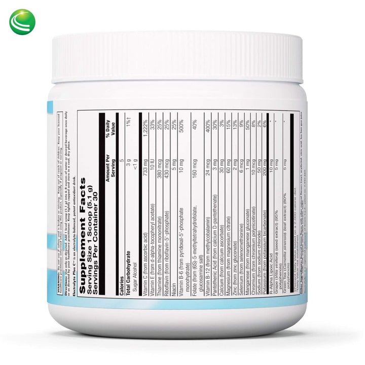 Nutra BioGenesis - Electrolyte Plus C - Delicious Electrolyte Powder with Trace Minerals, Vitamins & Herbal Antioxidants - Gluten Free - 154.2 g - The Oasis of Health