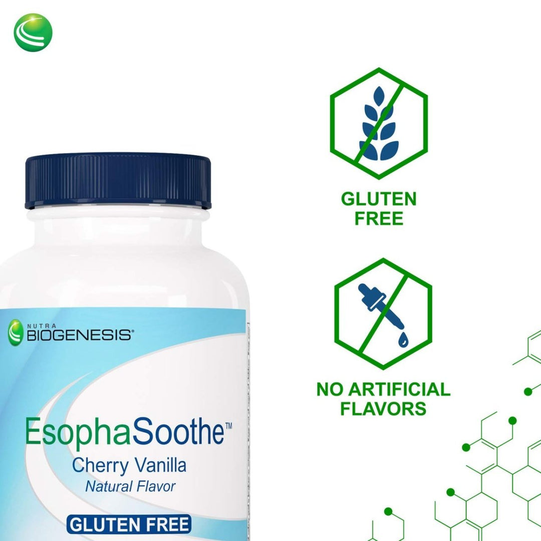 Nutra BioGenesis - EsophaSoothe Chewable Tablets - Cherry Vanilla Flavor, Gluten Free - 60 Chewable Tablets - The Oasis of Health