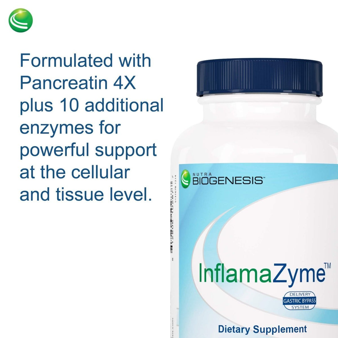 Nutra BioGenesis - InflamaZyme - Pancreatin, Nattokinase and Trypsin to Help Support Healthy Immune Response, Joints and GI Tract - Gluten Free - 90 Capsules - The Oasis of Health