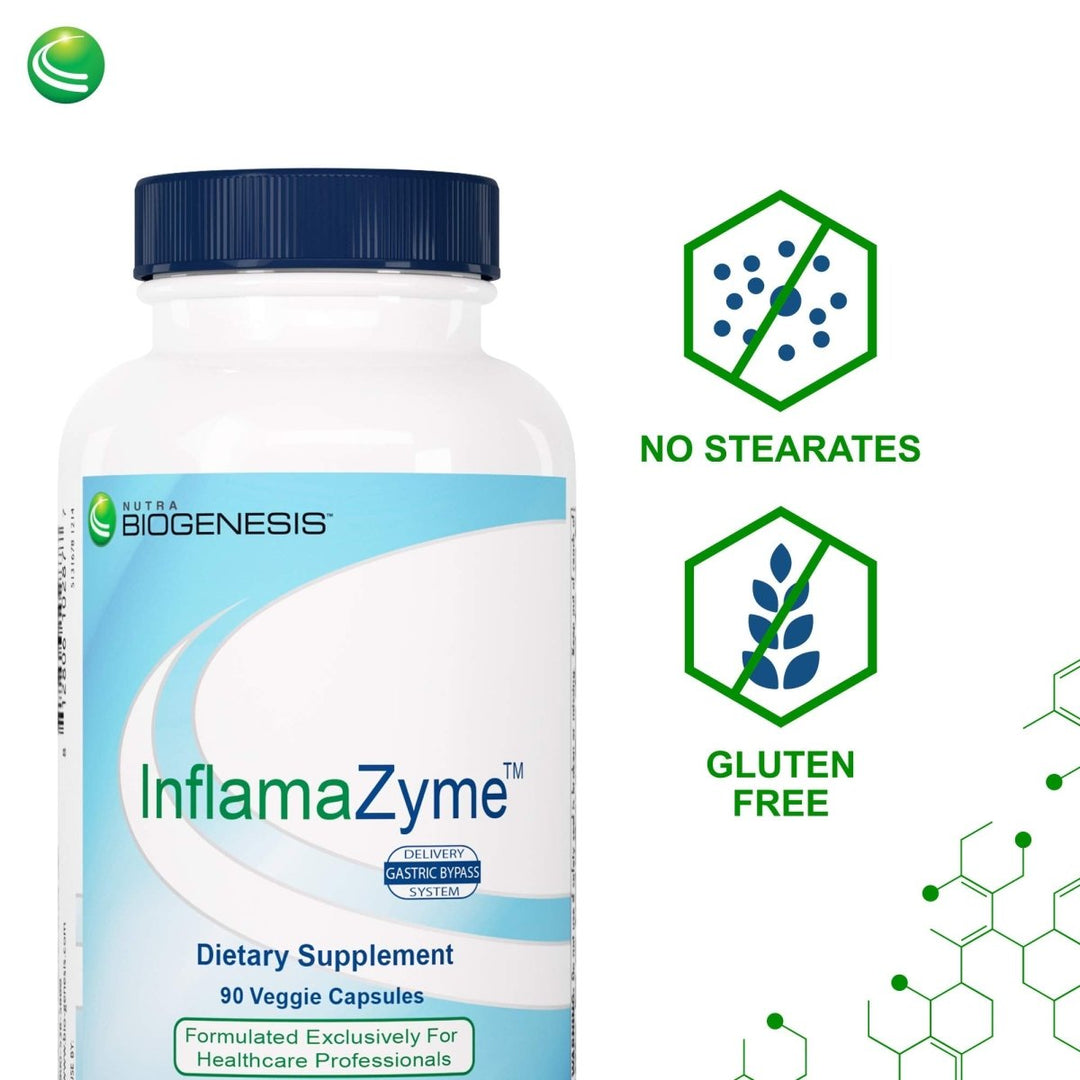 Nutra BioGenesis - InflamaZyme - Pancreatin, Nattokinase and Trypsin to Help Support Healthy Immune Response, Joints and GI Tract - Gluten Free - 90 Capsules - The Oasis of Health