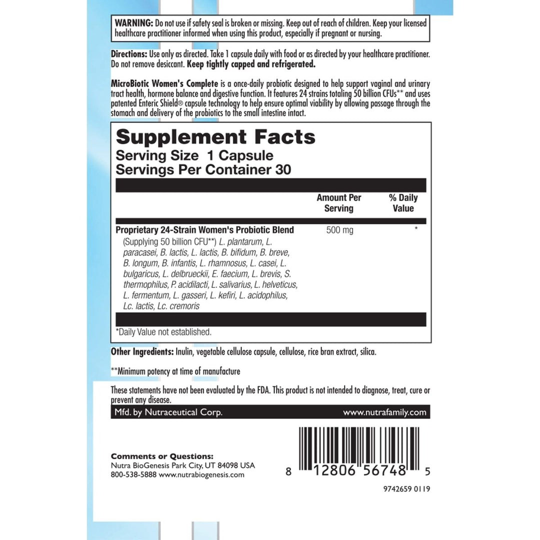 Nutra BioGenesis MicroBiotic Women's Complete - The Oasis of Health
