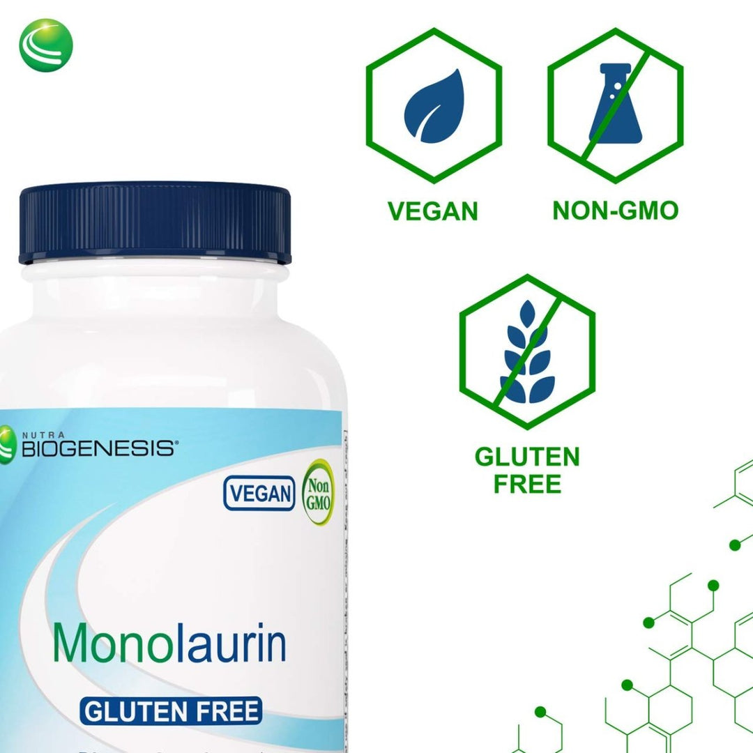 Nutra BioGenesis - Monolaurin - Vegan, Gluten Free, Non - GMO - 120 Capsules - The Oasis of Health