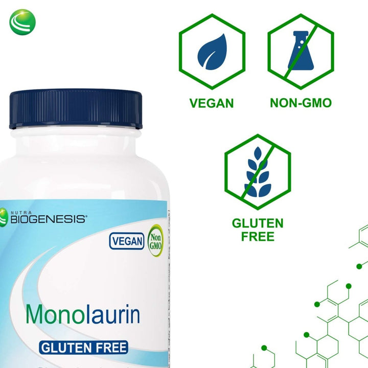 Nutra BioGenesis - Monolaurin - Vegan, Gluten Free, Non - GMO - 120 Capsules - The Oasis of Health