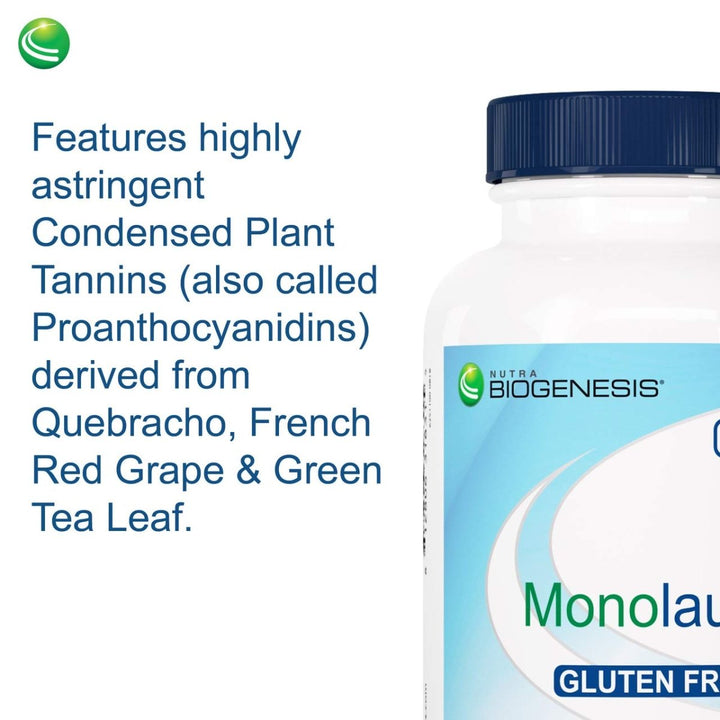 Nutra BioGenesis - Monolaurin - Vegan, Gluten Free, Non - GMO - 120 Capsules - The Oasis of Health