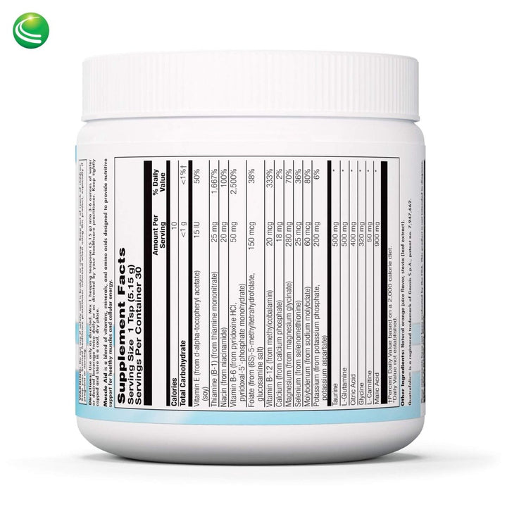 Nutra BioGenesis - Muscle Aid - Malic Acid, B Vitamins, Amino Acids and Electrolytes for Cellular Energy & Muscle Support - Gluten Free - 153 g - The Oasis of Health