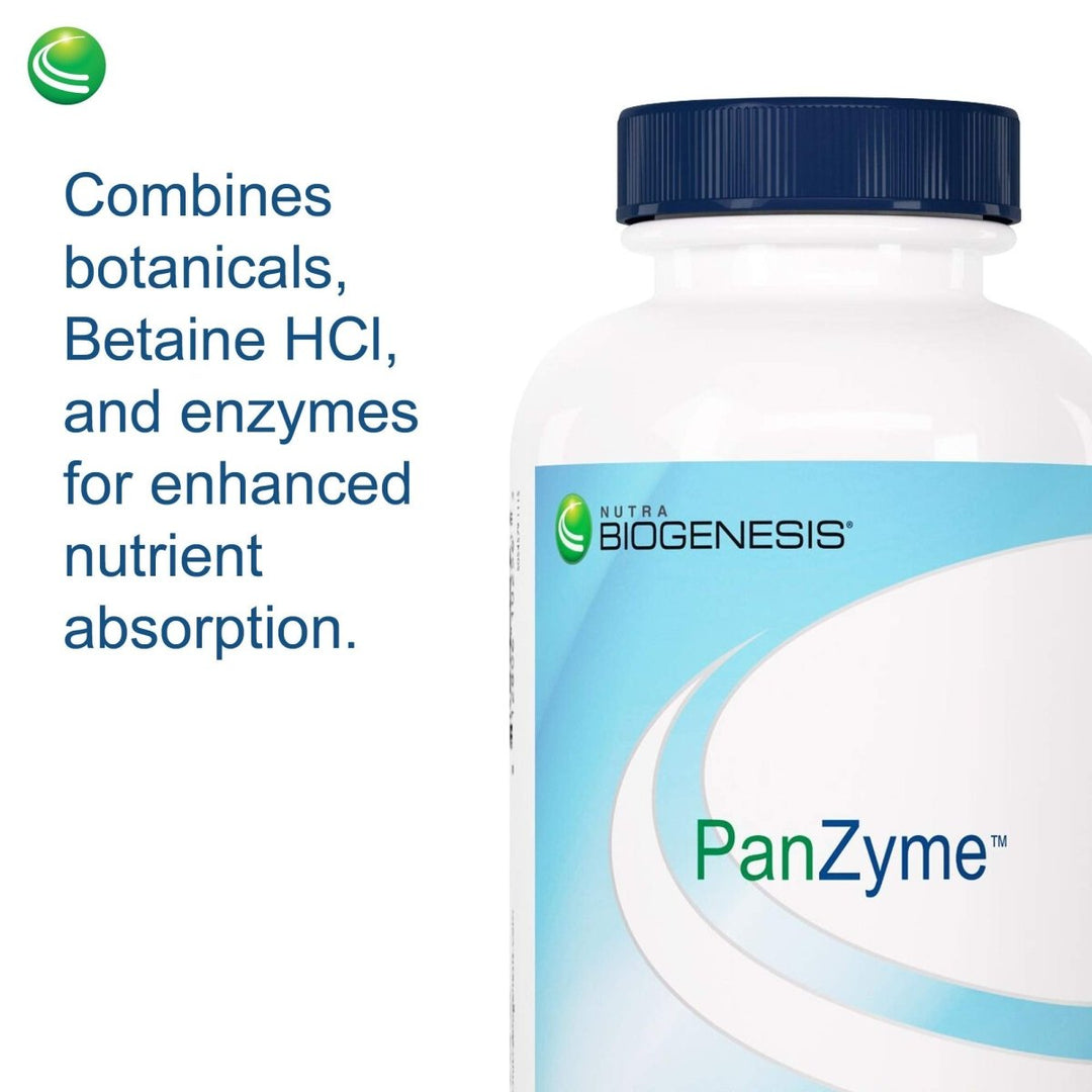 Nutra BioGenesis - PanZyme - B Vitamins, Betanine HCl, and Pancreatin as Digestive Enzymes for Digestive Health - 180 Capsules - The Oasis of Health