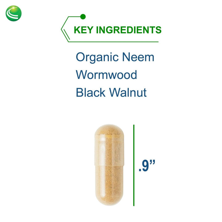 Nutra BioGenesis - ParaBiotic Plus - Organic Neem, Wormwood and Black Walnut for Intestinal Microbiome and Immune System Support - Gluten Free, Vegan, Non - GMO - 90 Capsules - The Oasis of Health