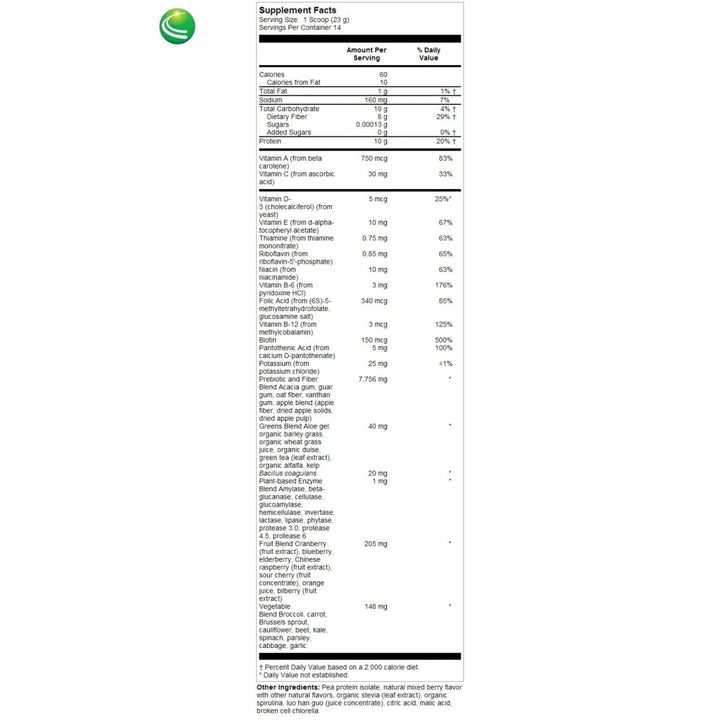 Nutra BioGenesis - Premiere Greens Multi - Superfood Protein, Fiber, Antioxidant, and Essential Nutrient Powder Supplement - 322 g - The Oasis of Health