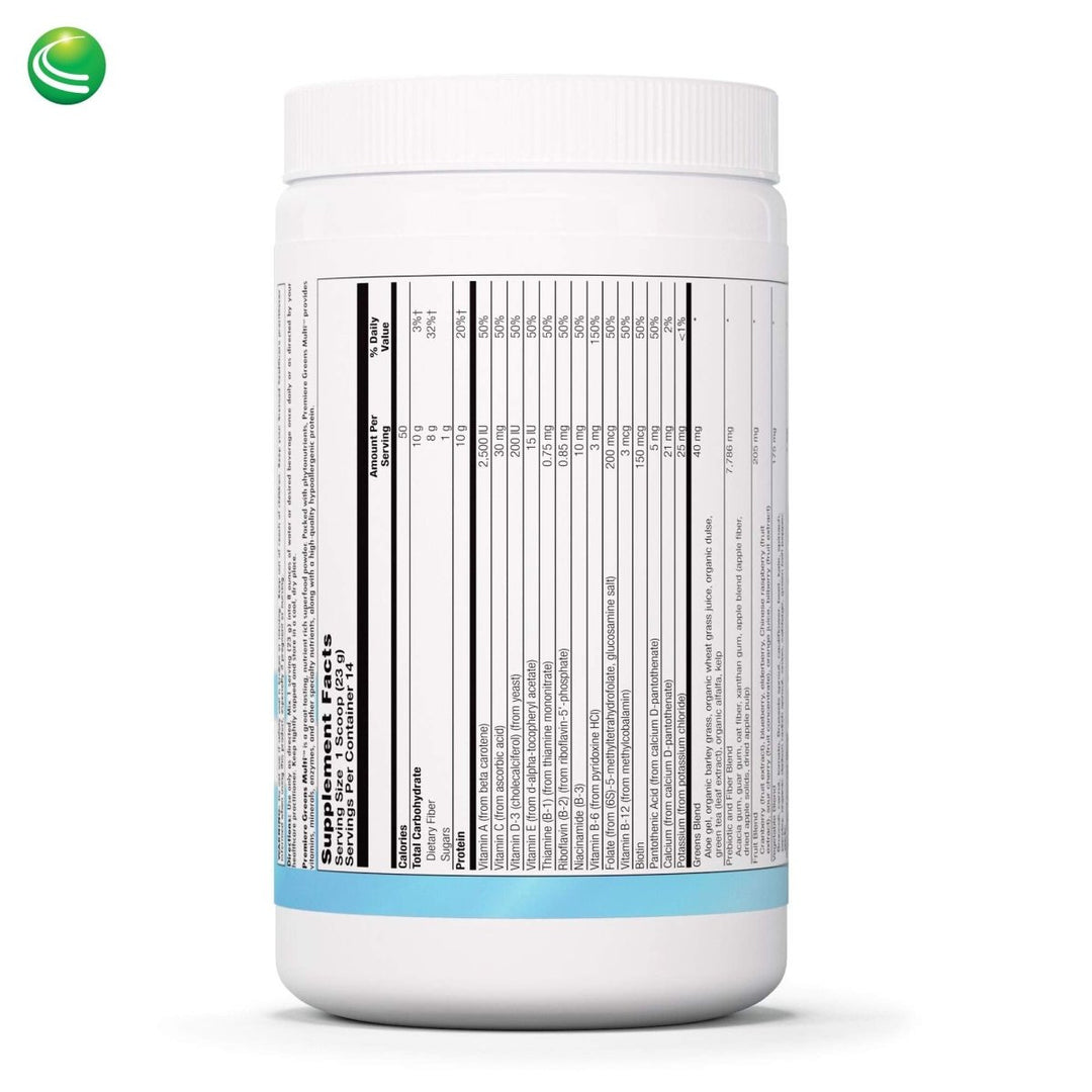 Nutra BioGenesis - Premiere Greens Multi - Superfood Protein, Fiber, Antioxidant, and Essential Nutrient Powder Supplement - 322 g - The Oasis of Health