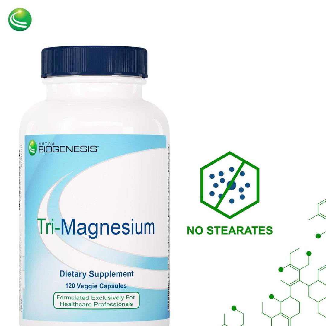 Nutra BioGenesis - Tri - Magnesium - Three Forms of Magnesium to Help Support Heart Health, Balanced Bone Density and Muscle Relaxation - 120 Capsules - The Oasis of Health